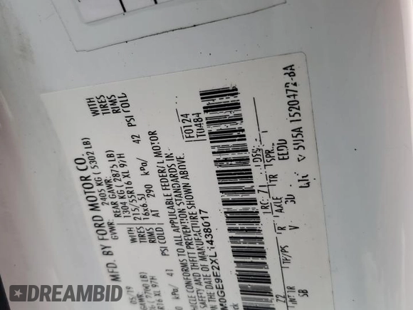 2020 Ford Transit Connect XL z VIN NM0GE9E2XL1438017, wystawiony jako Copart lot #78263014 z przebiegiem Nie podano mil oraz Nie do naprawy • Non repairable. Historia ofert i sprzedaży dostępna na DreamBid. Obrazek 14.
