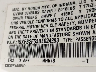 2013 Honda Civic LX with VIN 19XFB2F55DE024293, listed as a IAAI auction lot 42075733 with 121,531 mi miles and . Bid and sale history available at DreamBid. Image 9.