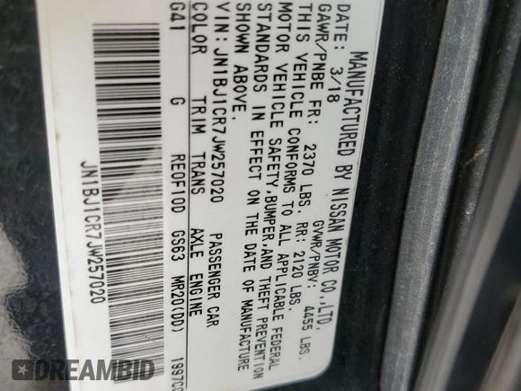 2018 Nissan Rogue Sport S with VIN JN1BJ1CR7JW257020, listed as a Copart auction lot 50941825 with 103,955 mi miles and Non Repairable. Bid and sale history available at carsss.com. Image 14.