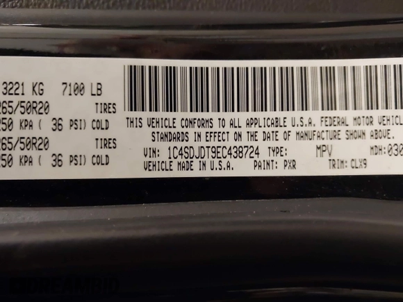2014 Dodge Durango Limited with VIN 1C4SDJDT9EC438724, listed as a IAAI auction lot 42026910 with 168,392 mi miles and . Bid and sale history available at DreamBid. Image 9.