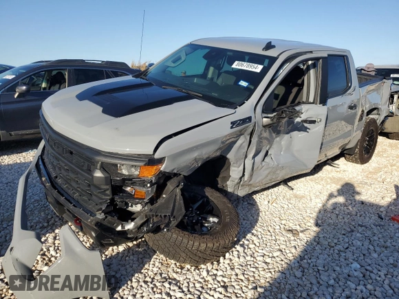 2024 Chevrolet Silverado 1500 Custom Trail Boss with VIN 3GCPDCEK1RG151825, listed as a Copart auction lot 80678954 with 5,257 mi miles and Salvage Title. Bid and sale history available at carsss.com. Image 1.