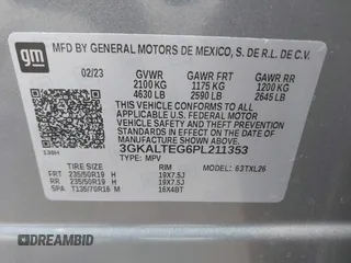 2023 GMC Terrain SLE with VIN 3GKALTEG6PL211353, listed as a IAAI auction lot 41737232 with 15,572 mi miles and . Bid and sale history available at carsss.com. Image 9.