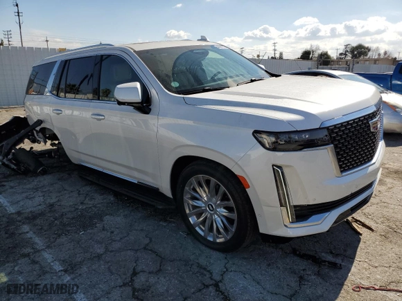 2021 Cadillac Escalade Premium Luxury with VIN 1GYS3CKL9MR471651, listed as a Copart auction lot 44301275 with 24,328 mi miles and Salvage Title. Bid and sale history available at carsss.com. Image 4.