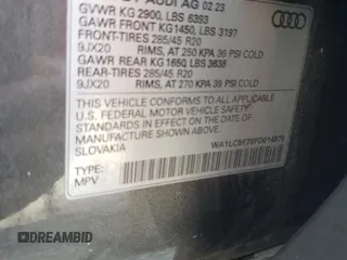 2023 Audi Q7 Premium Plus with VIN WA1LCBF79PD014979, listed as a Copart auction lot 56172535 with 23,066 mi miles and Salvage title. Bid and sale history available at DreamBid. Image 13.