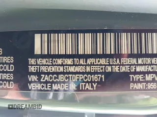 2015 Jeep Renegade Trailhawk with VIN ZACCJBCT0FPC01671, listed as a IAAI auction lot 42406869 with Not provided miles and . Bid and sale history available at DreamBid. Image 9.