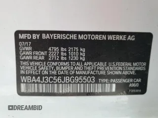 2018 BMW 4 Series 430i xDrive z VIN WBA4J3C56JBG95503, wystawiony jako Copart lot #60605815 z przebiegiem 90 432 mil mil oraz Szkoda całkowita • Salvage title. Historia ofert i sprzedaży dostępna na DreamBid. Obrazek 12.