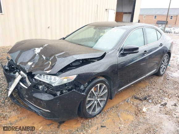 2015 Acura TLX V6 Tech with VIN 19UUB2F50FA016665, listed as a IAAI auction lot 41563642 with 161,386 mi miles. Bid and sale history available at carsss.com. Image 2.