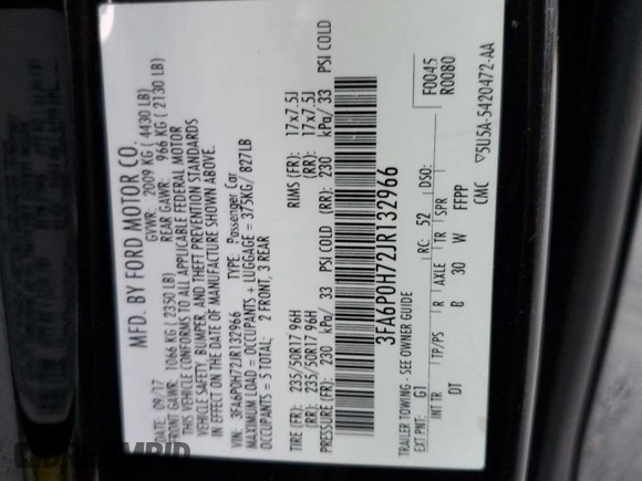 2018 Ford Fusion SE z VIN 3FA6P0H72JR132966, wystawiony jako Copart lot #76664004 z przebiegiem 145 653 mil mil oraz Szkoda całkowita • Salvage title. Historia ofert i sprzedaży dostępna na DreamBid. Obrazek 14.