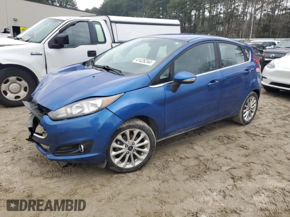 2018 Ford Fiesta Titanium z VIN 3FADP4FJ5JM111183, wystawiony jako Copart lot #41426244 z przebiegiem 77 525 mil mil oraz . Historia ofert i sprzedaży dostępna na DreamBid. Obrazek 1.