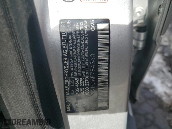 2006 Mercedes-Benz C 280 Luxury with VIN WDBRF92H06F784360, listed as a Copart auction lot 44264555 with Not Provided miles and Salvage Title. Bid and sale history available at DreamBid. Image 12.