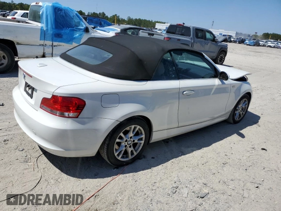 2008 BMW 1 Series 128i with VIN WBAUN13508VH77566, listed as a Copart auction lot 49605155 with 66,885 mi miles and Salvage Title. Bid and sale history available at DreamBid. Image 3.