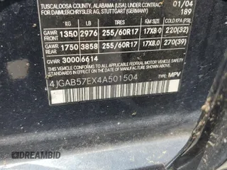 2004 Mercedes-Benz M 350 with VIN 4JGAB57EX4A501504, listed as a Copart auction lot 55389015 with 156,361 mi miles and Clean Title. Bid and sale history available at carsss.com. Image 13.