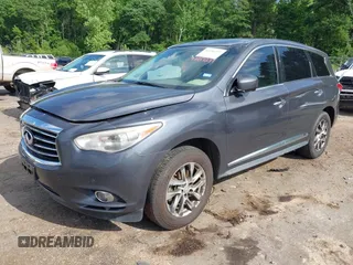 2013 Infiniti JX35 with VIN 5N1AL0MN0DC349743, listed as a IAAI auction lot 42151277 with 183,894 mi miles. Bid and sale history available at carsss.com. Image 2.