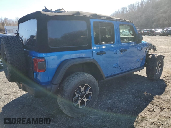 2022 Jeep Wrangler Unlimited Rubicon with VIN 1C4JJXFM7NW237044, listed as a Copart auction lot 51639825 with Not provided miles and Salvage title. Bid and sale history available at DreamBid. Image 3.