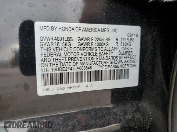 2018 Acura ILX Special Edition with VIN 19UDE2F42JA008848, listed as a Copart auction lot 44539415 with 59,793 mi miles and Salvage Title. Bid and sale history available at carsss.com. Image 13.