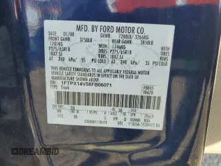 2008 Ford F-150 XLT with VIN 1FTPX14V58FB06071, listed as a Copart auction lot 52640565 with 222,783 mi miles and Salvage title. Bid and sale history available at DreamBid. Image 13.
