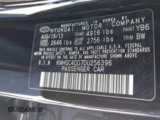2013 Hyundai Genesis 3.8L with VIN KMHGC4DD7DU256396, listed as a IAAI auction lot 41839540 with 90,105 mi miles. Bid and sale history available at carsss.com. Image 9.