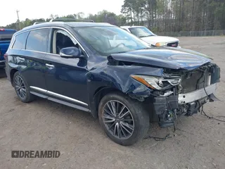 2017 Infiniti QX60 with VIN 5N1DL0MM3HC504232, listed as a IAAI auction lot 41940671 with 156,488 mi miles and . Bid and sale history available at DreamBid. Image 1.
