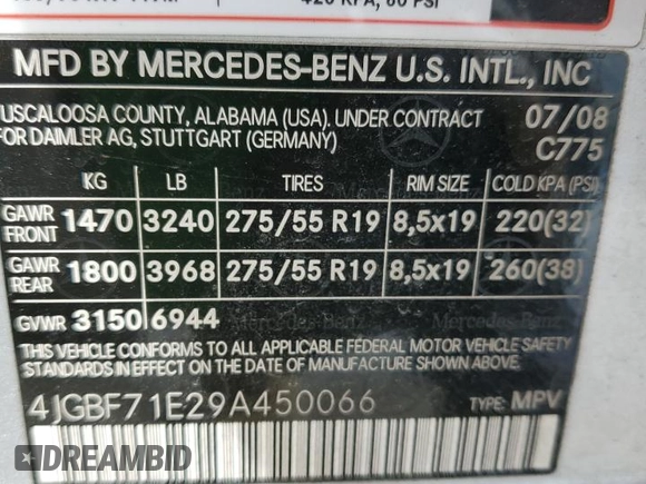 2009 Mercedes-Benz GL-Class 4.6L with VIN 4JGBF71E29A450066, listed as a Copart auction lot 73738034 with 108,285 mi miles and Salvage Title. Bid and sale history available at carsss.com. Image 14.
