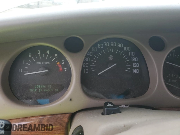 2001 Buick LeSabre Custom with VIN 1G4HP54K814214988, listed as a Copart auction lot 44498935 with 109,996 mi miles and Salvage Title. Bid and sale history available at carsss.com. Image 9.
