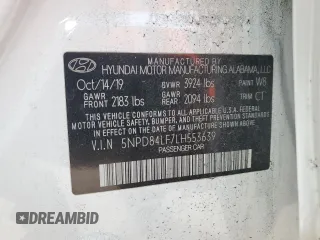 2020 Hyundai Elantra SEL with VIN 5NPD84LF7LH553639, listed as a Copart auction lot 83969944 with 95,233 mi miles and Non Repairable. Bid and sale history available at carsss.com. Image 12.