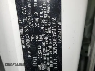 2022 Kia Forte LXS with VIN 3KPF24AD0NE431059, listed as a Copart auction lot 48265445 with 32,896 mi miles and Salvage Title. Bid and sale history available at DreamBid. Image 12.