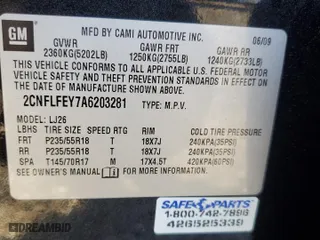2010 Chevrolet Equinox LTZ with VIN 2CNFLFEY7A6203281, listed as a Copart auction lot 43780125 with 120,944 mi miles and Clean Title. Bid and sale history available at carsss.com. Image 13.