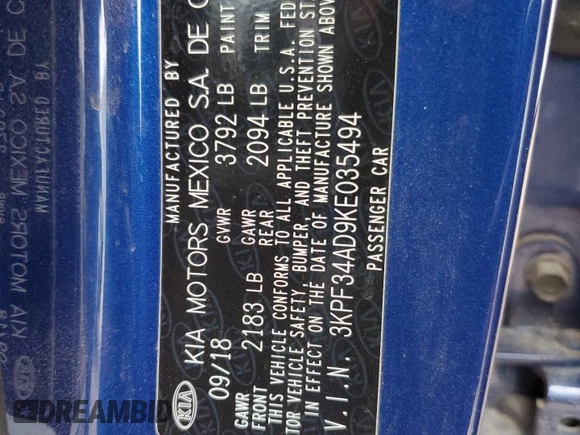 2019 Kia Forte S with VIN 3KPF34AD9KE035494, listed as a Copart auction lot 78700854 with 81,084 mi miles and Salvage Title. Bid and sale history available at carsss.com. Image 15.