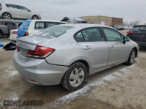 2015 Honda Civic Sedan LX with VIN 19XFB2F53FE006166, listed as a Copart auction lot 45543635 with 159,965 mi miles and Salvage Title. Bid and sale history available at carsss.com. Image 3.