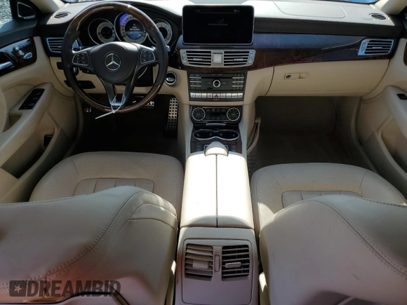 2015 Mercedes-Benz CLS 550 with VIN WDDLJ7DB0FA142341, listed as a Copart auction lot 55387945 with 56,525 mi miles and Salvage title. Bid and sale history available at DreamBid. Image 8.