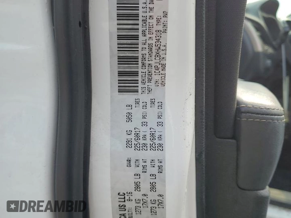 2017 Jeep Cherokee Latitude with VIN 1C4PJLCBXHW534318, listed as a Copart auction lot 59380155 with 101,051 mi miles and Salvage title. Bid and sale history available at DreamBid. Image 13.