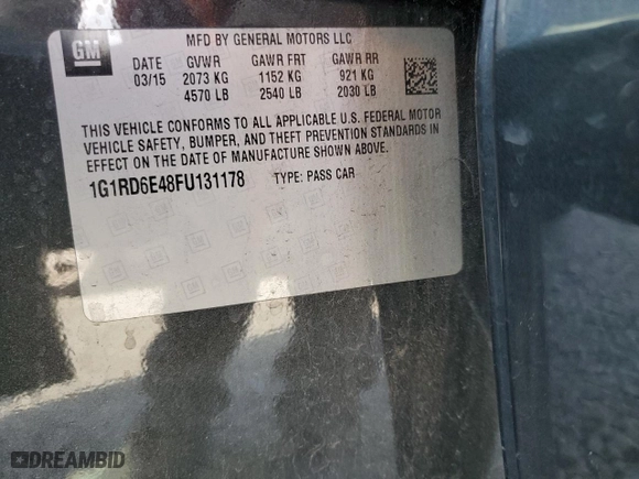2015 Chevrolet Volt with VIN 1G1RD6E48FU131178, listed as a Copart auction lot 52886555 with 125,730 mi miles and Salvage Title. Bid and sale history available at carsss.com. Image 12.