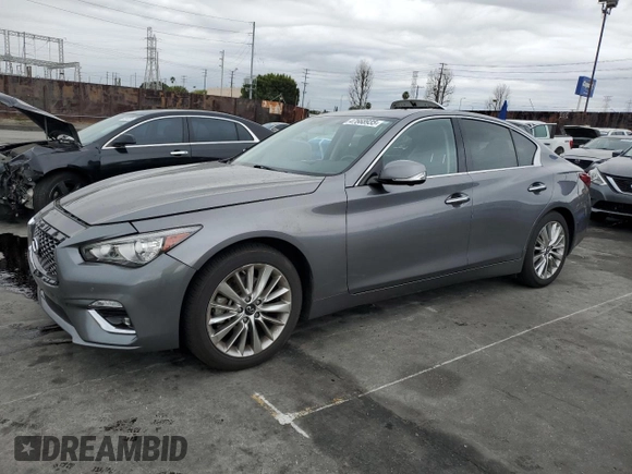 2021 Infiniti Q50 3.0t LUXE with VIN JN1EV7BP1MM702985, listed as a Copart auction lot 47668935 with 0 mi miles and Salvage Title. Bid and sale history available at carsss.com. Image 1.