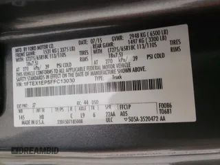 2015 Ford F-150 XLT with VIN 1FTEX1EP5FFC13030, listed as a Copart auction lot 46845495 with 177,880 mi miles and Salvage Title. Bid and sale history available at carsss.com. Image 14.