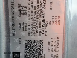 2018 Chevrolet Colorado 2WD Work Truck z VIN 1GCHSBEA5J1242370, wystawiony jako Copart lot #52625885 z przebiegiem 108 873 mil mil oraz Szkoda całkowita • Salvage title. Historia ofert i sprzedaży dostępna na DreamBid. Obrazek 12.