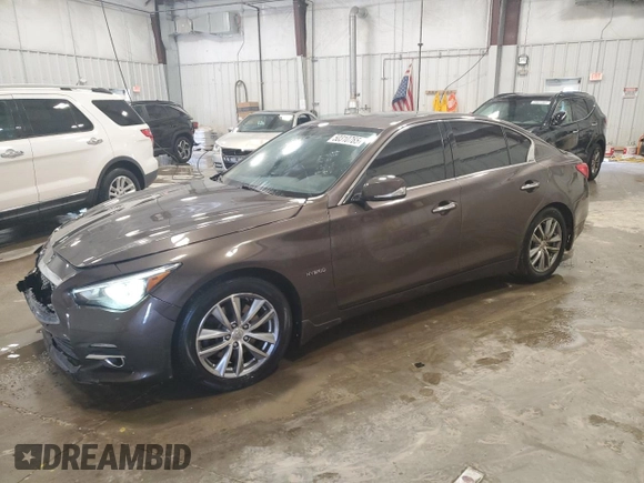 2014 Infiniti Q50 Hybrid Sport with VIN JN1AV7AR9EM702123, listed as a Copart auction lot 50310765 with 134,433 mi miles and Salvage Title. Bid and sale history available at DreamBid. Image 1.