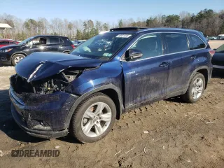 2016 Toyota Highlander Hybrid Limited with VIN 5TDDCRFH4GS017367, listed as a Copart auction lot 46501335 with 55,863 mi miles and Salvage Title. Bid and sale history available at carsss.com. Image 1.
