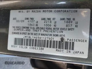 2010 Mazda 3 S Sport with VIN JM1BL1H69A1127601, listed as a IAAI auction lot 41436571 with 149,242 mi miles and . Bid and sale history available at DreamBid. Image 9.