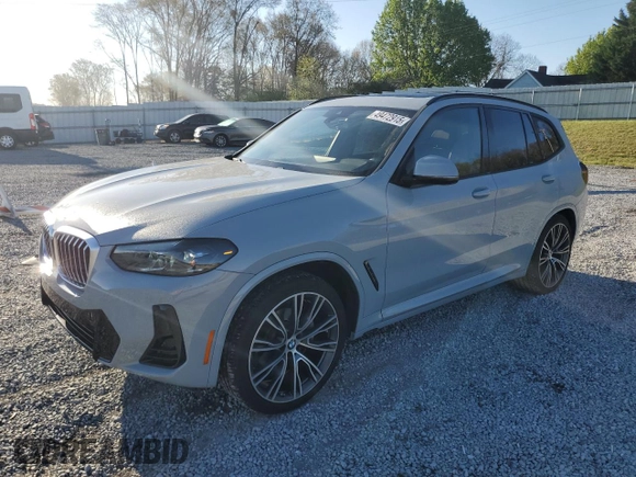 2022 BMW X3 xDrive30i with VIN 5UX53DP09N9K71795, listed as a Copart auction lot 49472915 with 39,070 mi miles and Salvage Title. Bid and sale history available at DreamBid. Image 1.
