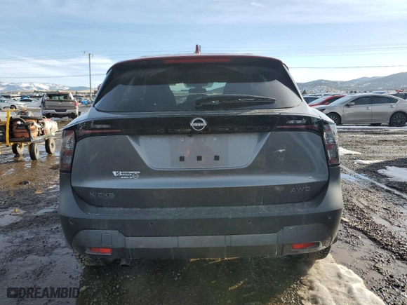 2025 Nissan Kicks SV with VIN 3N8AP6CB6SL321373, listed as a Copart auction lot 43835665 with 5,950 mi miles and Salvage Title. Bid and sale history available at carsss.com. Image 6.