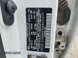 2014 Kia Optima EX with VIN 5XXGN4A78EG291677, listed as a Copart auction lot 50202165 with Not Provided miles and Salvage Title. Bid and sale history available at carsss.com. Image 14.