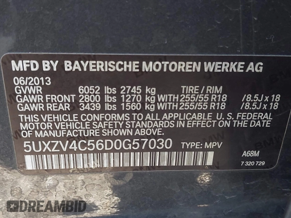 2013 BMW X5 xDrive35i z VIN 5UXZV4C56D0G57030, wystawiony jako IAAI lot #42267366 z przebiegiem 174 381 mil mil oraz . Historia ofert i sprzedaży dostępna na DreamBid. Obrazek 9.