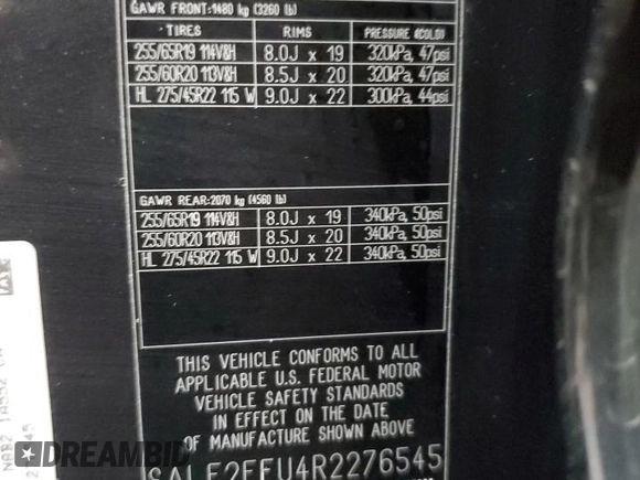2024 Land Rover Defender X-Dynamic SE z VIN SALE2FEU4R2276545, wystawiony jako Copart lot #48308055 z przebiegiem 6 119 mil mil oraz Szkoda całkowita • Salvage title. Historia ofert i sprzedaży dostępna na DreamBid. Obrazek 12.