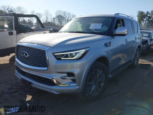 2020 Infiniti QX80 LUXE with VIN JN8AZ2NF2L9704045, listed as a IAAI auction lot 41781218 with 93,235 mi miles. Bid and sale history available at carsss.com. Image 2.