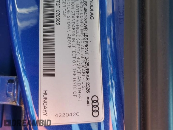 2015 Audi S3 2.0T Premium Plus with VIN WAUBFGFF3F1070605, listed as a Copart auction lot 83051364 with 113,362 mi miles and Clean Title. Bid and sale history available at carsss.com. Image 12.