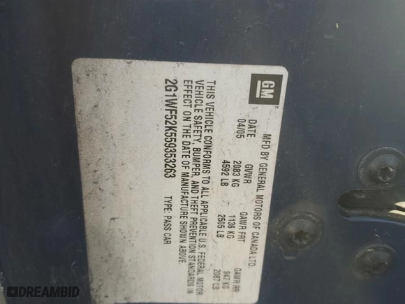 2005 Chevrolet Impala with VIN 2G1WF52K559353263, listed as a Copart auction lot 48387705 with 209,066 mi miles and Salvage Title. Bid and sale history available at carsss.com. Image 12.