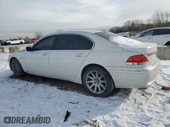 2005 BMW 7 Series 745Li with VIN WBAGN63535DS59721, listed as a Copart auction lot 45388375 with 128,329 mi miles and Salvage title. Bid and sale history available at DreamBid. Image 2.