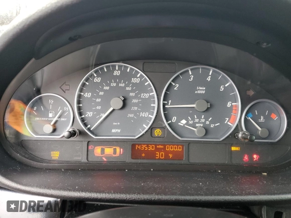 2003 BMW 3 Series 330Ci with VIN WBABS53453EV90537, listed as a Copart auction lot 44604935 with 143,530 mi miles and Salvage Title. Bid and sale history available at carsss.com. Image 9.