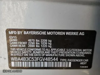 2015 BMW 4 Series 435i xDrive with VIN WBA4B3C53FGV48544, listed as a Copart auction lot 47663145 with 89,916 mi miles and Salvage Title. Bid and sale history available at carsss.com. Image 14.
