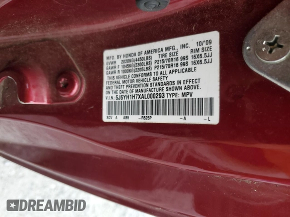 2010 Honda Element EX with VIN 5J6YH1H7XAL000293, listed as a Copart auction lot 78868694 with 156,354 mi miles and Salvage Title. Bid and sale history available at DreamBid. Image 14.